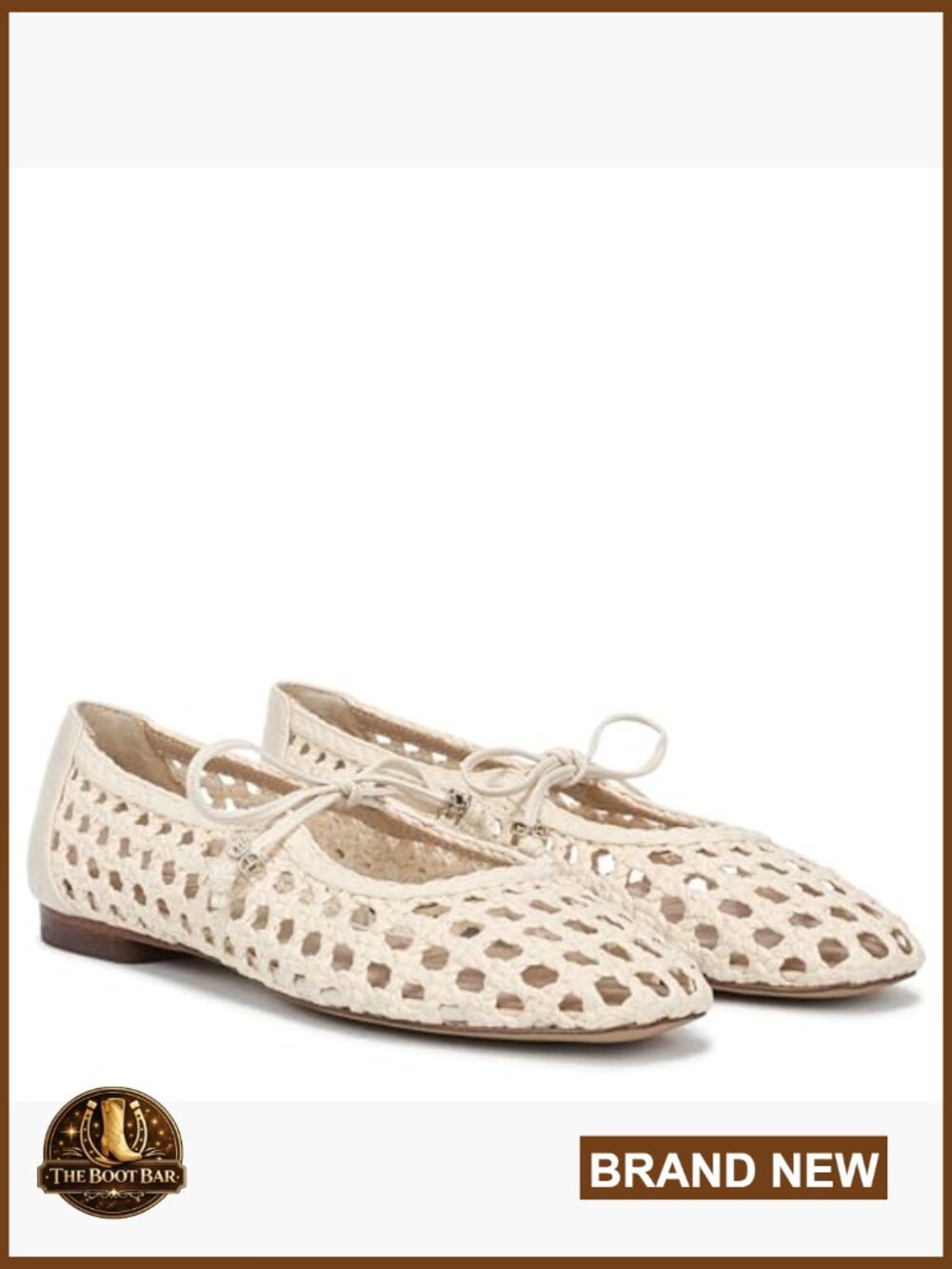 Woven Mary Jane Ballet Flats with Bow Detail Slip-On Square Toe - Picture 7 of 7